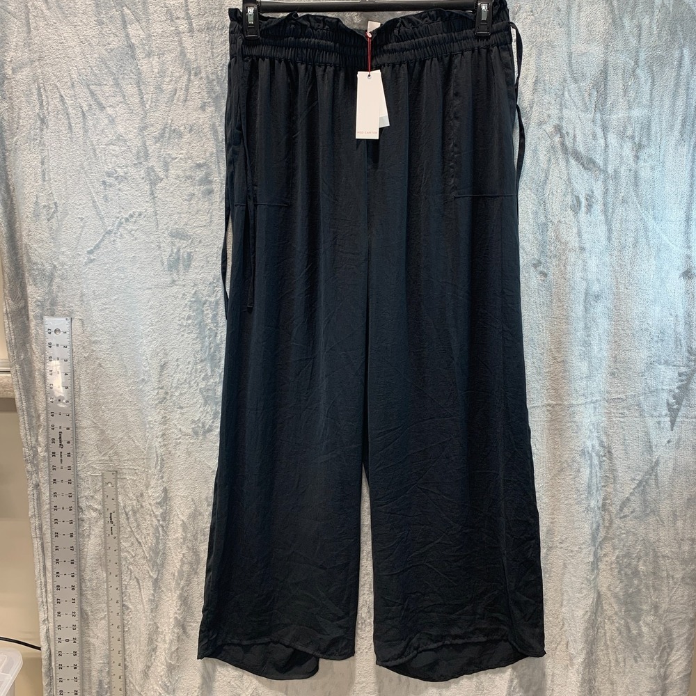 Red Carter Women's Swimsuit Cover Up Pants XL Black Wide Leg Pockets Side Tie